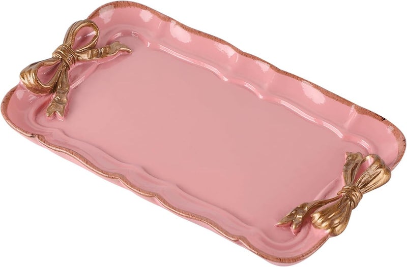 IBWell Resin Aesthetic Room Décor Pink Jewelry Tray Cute Home Decor Aesthetic Trays for Decor Girly Room Décor - Image 1